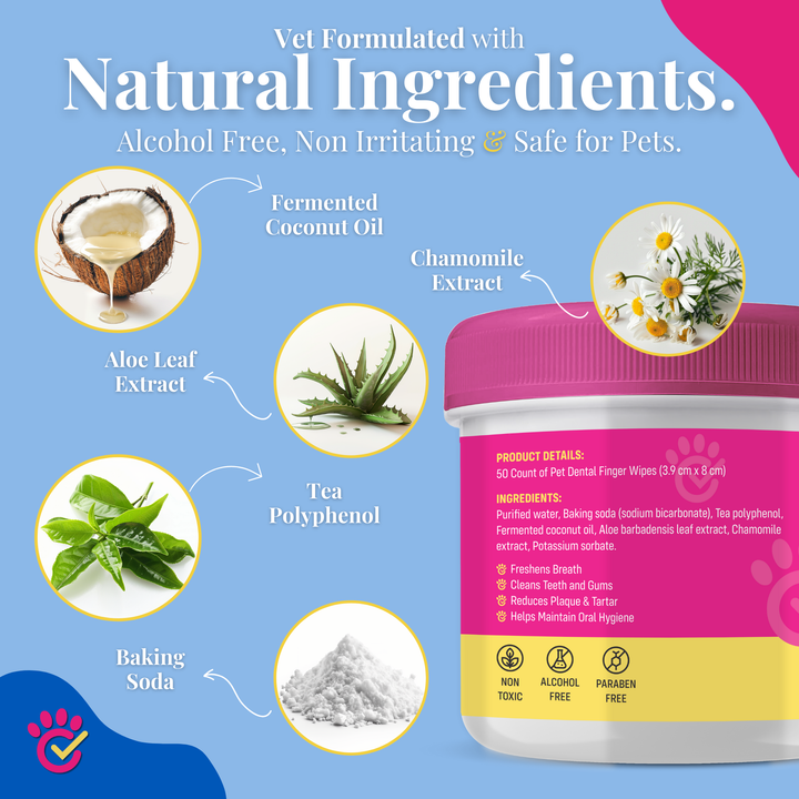 Naturally Formulated Pet Dental Finger Wipes for Teeth Cleaning