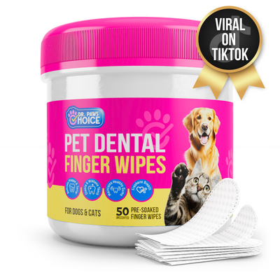 Naturally Formulated Pet Dental Finger Wipes for Teeth Cleaning (50 Count)