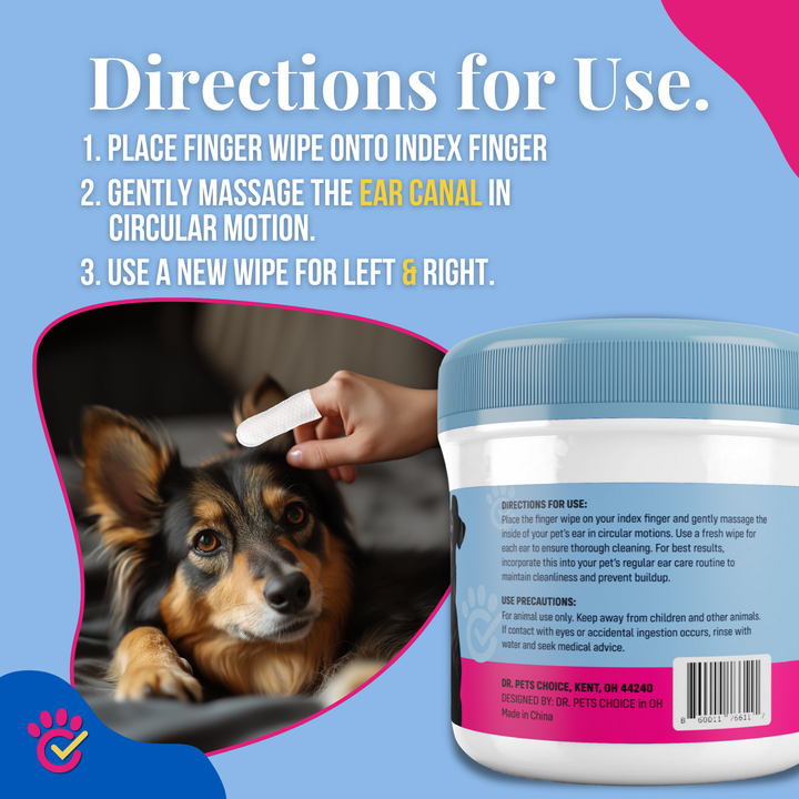 Oatmeal-Scented Ear Relief Finger Wipes for Pets