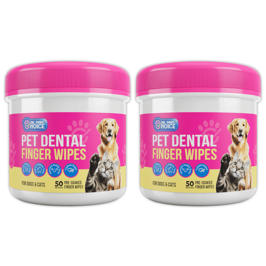2-pack of unscented pet dental finger wipes for dogs and cats, promoting a clean smile with natural ingredients.
