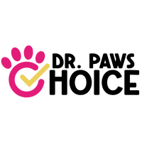 Dr. Paws Choice logo with a pink paw print and yellow checkmark