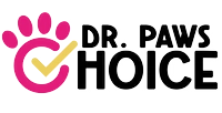 Dr. Paws Choice logo with a pink paw print and yellow checkmark