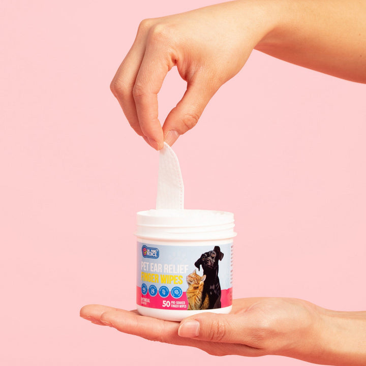 Oatmeal-Scented Ear Relief Finger Wipes for Pets